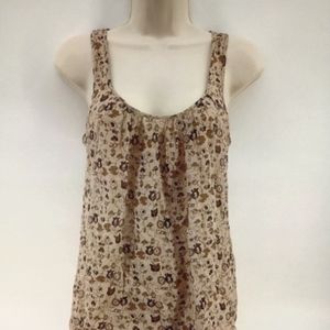 Madewell Broadway & Broome 100% Silk Geometric Neutral Print Sheer Top XS